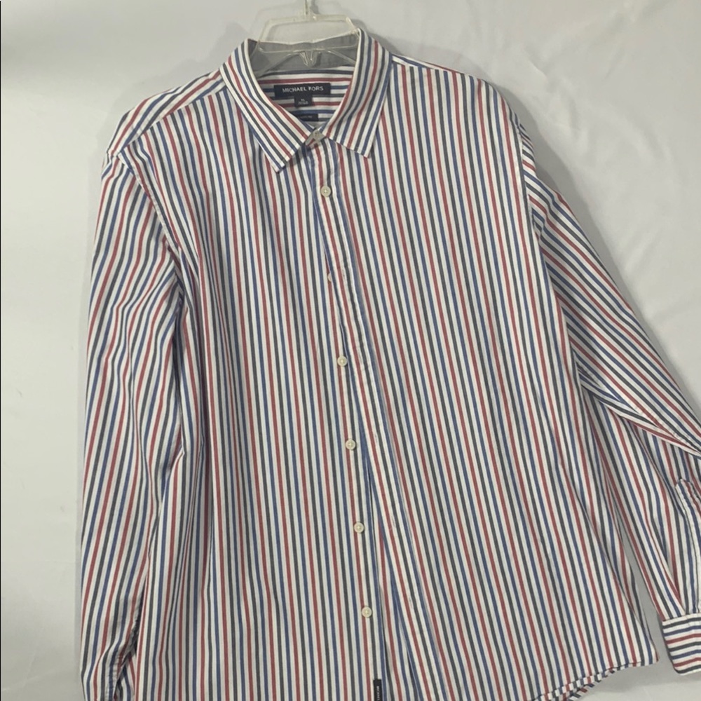 Michael Kors Collection Red and Blue Casual Button Down Shirt